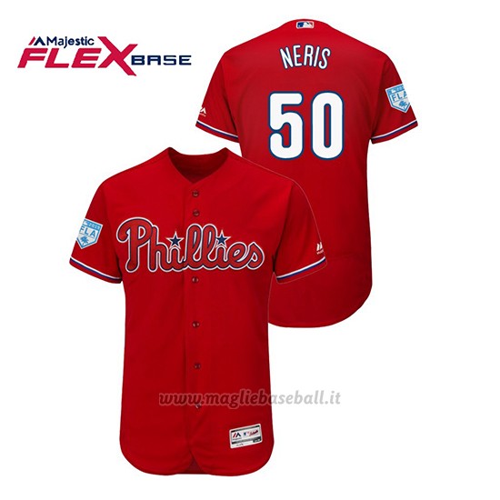 Maglia Baseball Uomo Philadelphia Phillies Hector Neris 2019 Entrenamiento De Primavera Flex Base Rosso